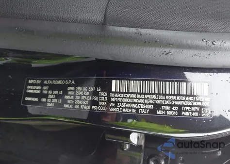 2018 Alfa Romeo Stelvio Ti Sport Awd из США, поврежденный, VIN ZASFAKNN0J7B94083